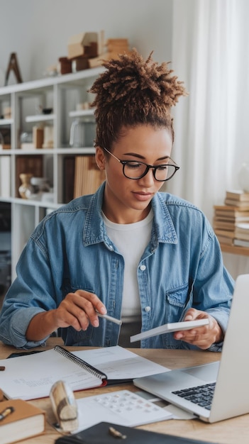 Financial analyst reviewing statements with precision